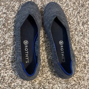 Rothy's Charcoal and Blue Flats sz 10 Slight wear- excellent condition!